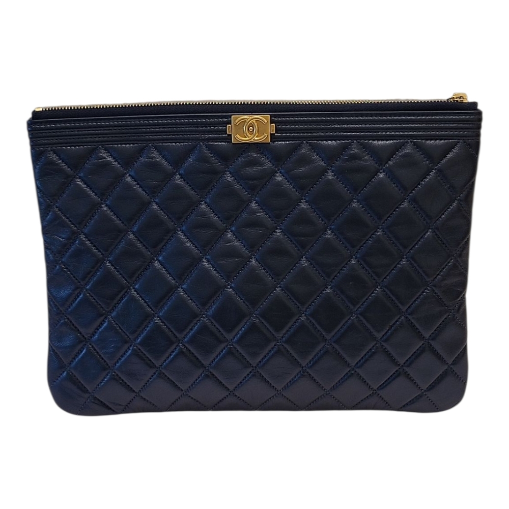 Chanel Blue Quilted Leather Clutch - Picture 6 of 10
